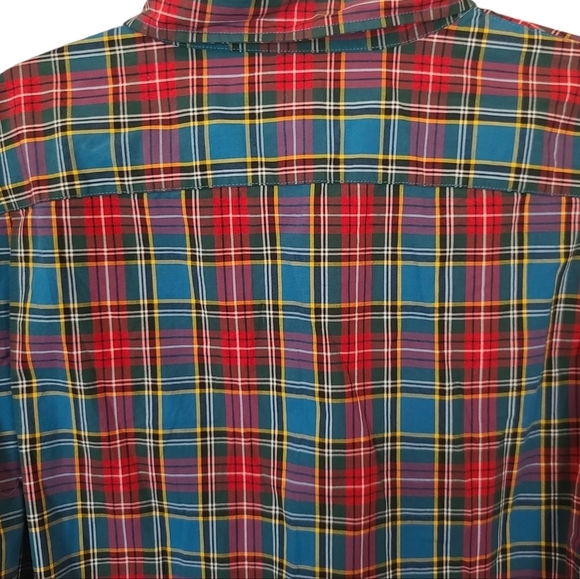 Lands End Men's Plaid Button Down Dress Shirt XXL NWT Red & Blue - Picture 5 of 5